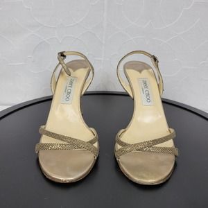 Jimmy Choo Gold Strappy Slingback Heels